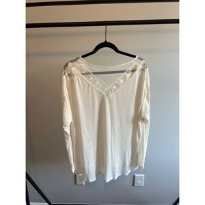 Free People Lace Henley in Cream Size L